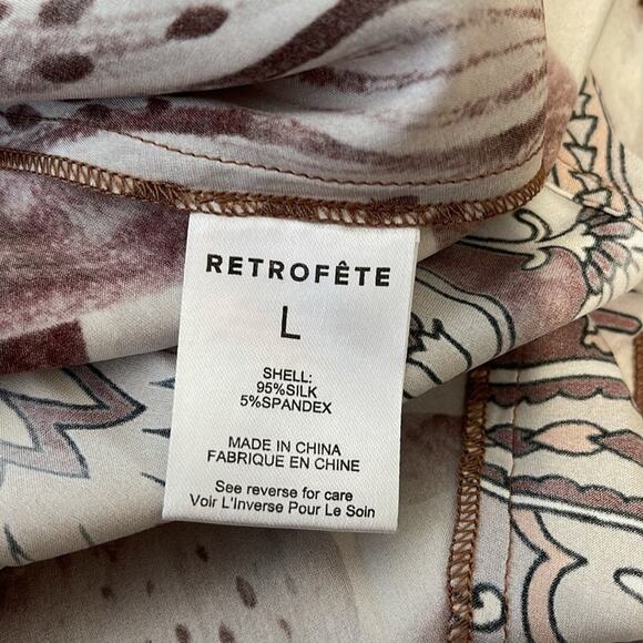 Retrofete Raelynn Silk Ruffle Tiered Vintage Mixed Animal Print Maxi Dress Sz L - Picture 9 of 9